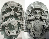 Stein Rekonstruktion - Wappen Kartusche - Vorher-Nachher