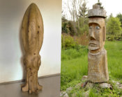 Links: Kalamar - Lrchenholz, geschliffen - Rechts: Moai/Osterinselfigur - Lrchenholz